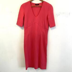 BOSS HUGO BOSS watermelon pink V-neck short sleeve dress